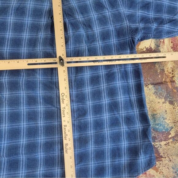 LL Bean Women's Original Flannel Navy Blue Plaid Long Sleeve Medium - Picture 3 of 11